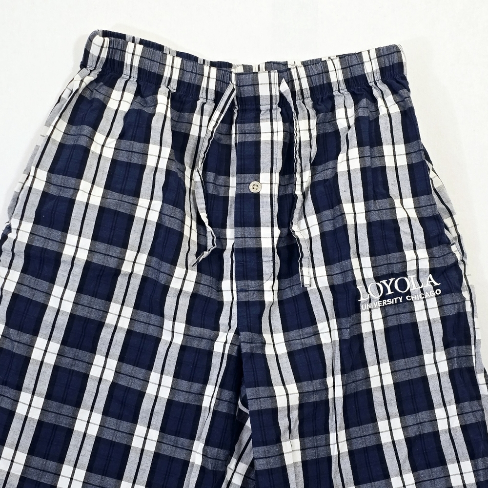 Loyola University Chicago Sleep Pants Blue Plaid Checker S Wide Leg Loungewear - Picture 2 of 8